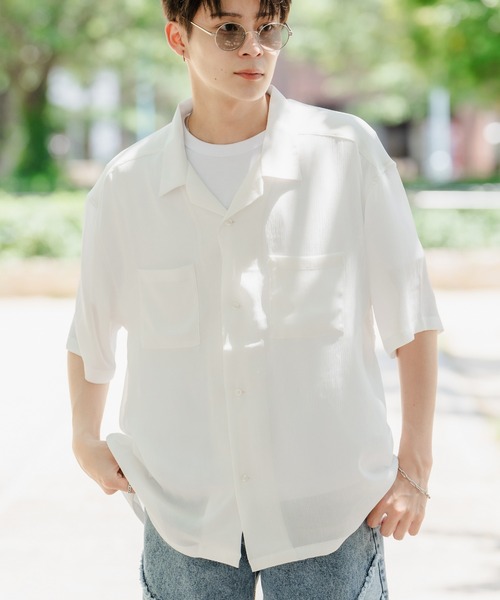 improves（インプローブス） シャツ 楊柳 リネン混 半袖 オープン