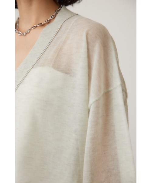 crie conforto カーディガン 配色ラインシアーカーディガン レディース