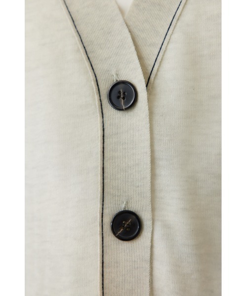 crie conforto カーディガン 配色ラインシアーカーディガン レディース