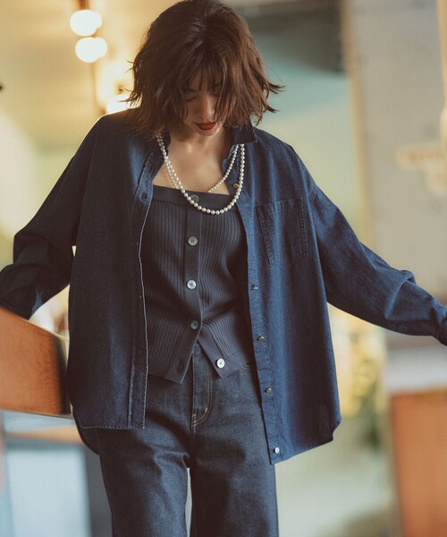 ブラウス シャツ 「洗える」ライトダンガリー 2WAY シャツ レディース 23区 ブラウス シャツ 「洗える」ライトダンガリー 2WAY