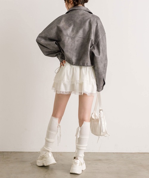 OLIVE des OLIVE ショート丈 ブルゾン エコレザー ジャケット セール】ショート丈エコレザーブルゾン（ブルゾン）｜OLIVE des
