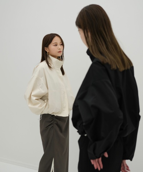 Reurie' オリジナルWジップショートブルゾン ドロスト ギャザーチャック Reurie'（レウリィ） ブルゾン ジャンバー オリジナルWジップショート