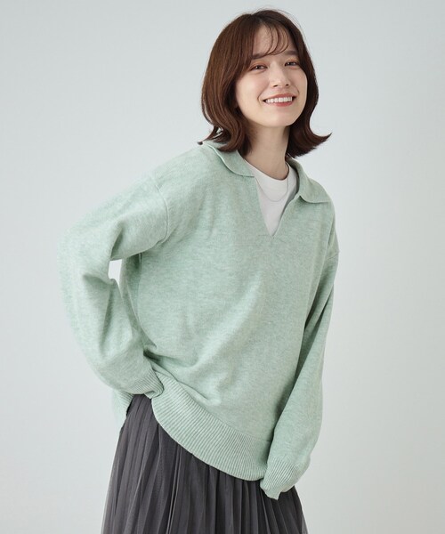 SHOO・LA・RUE ニット セーター 「S−LL」スキッパー衿付き