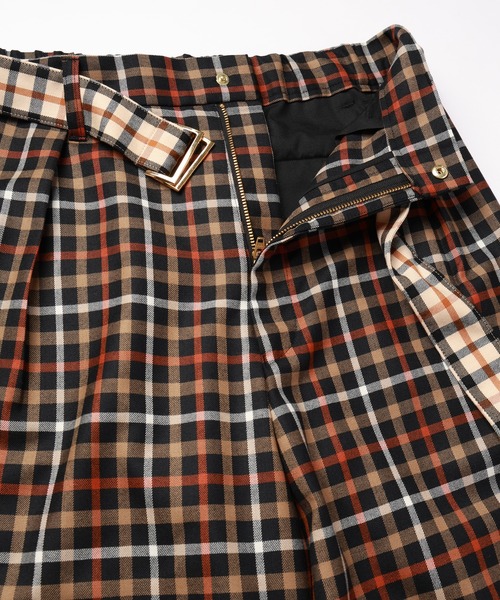CULLNI for DACKS パンツ CULLNI for DAKS ベルト付きセミワイドタックパンツ ｜DAKS