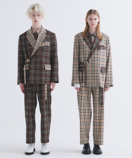 CULLNI for DACKS パンツ CULLNI for DAKS ベルト付きセミワイドタックパンツ ｜DAKS