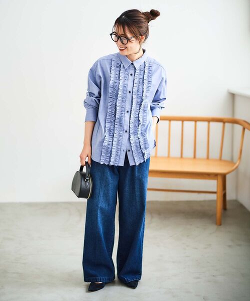 le.coeur blanc / ルクールブラン フロントフリルレギュラーカラーシャツ le.coeur blanc ブラウス シャツ フロントフリルレギュラー
