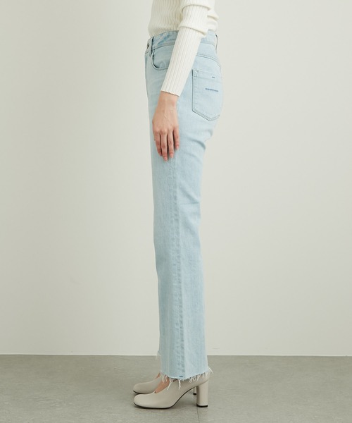 YANUK」 加工ブーツカットデニムパンツ 24 ライトブルー レディース 