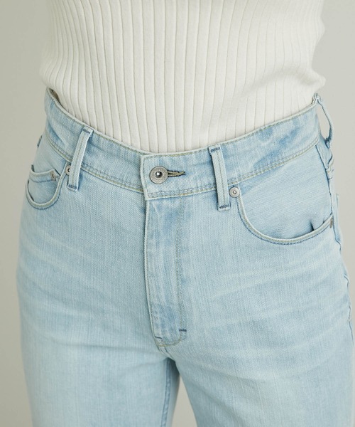YANUK」 加工ブーツカットデニムパンツ 24 ライトブルー レディース 