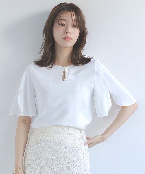 WHITE JOOLA」 半袖ブラウス S オフホワイト レディース