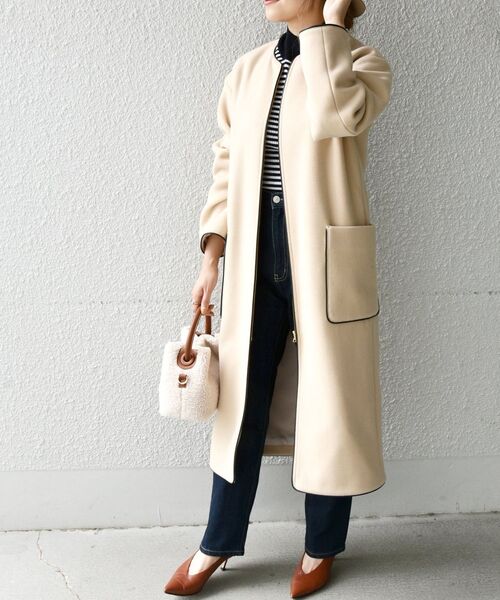 SHIPS any 「SHIPS any」 ノーカラーコート 36 クリーム レディース