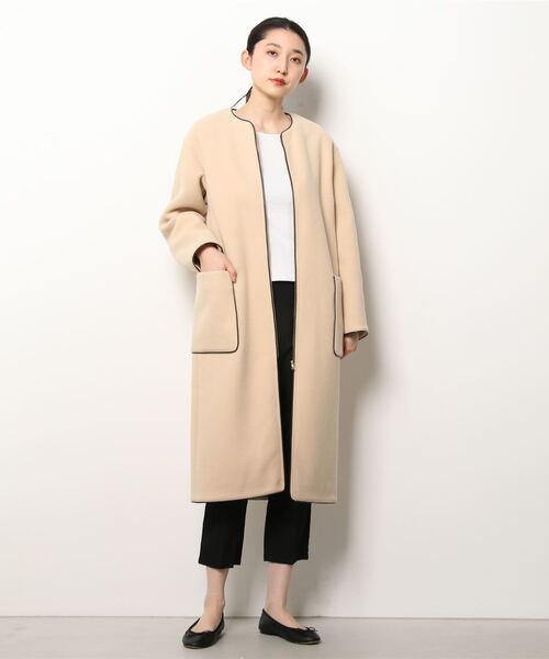 SHIPS any 「SHIPS any」 ノーカラーコート 36 クリーム レディース