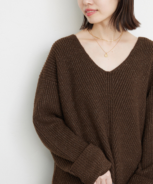 SLOBE IENA（スローブイエナ） Vネックニット FREE ブラウン