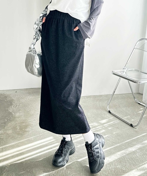 ロング スカート 「FIRSTMOODコラボ」すっきり見え！ラメタイトロングスカート | FIRST MOOD | 01