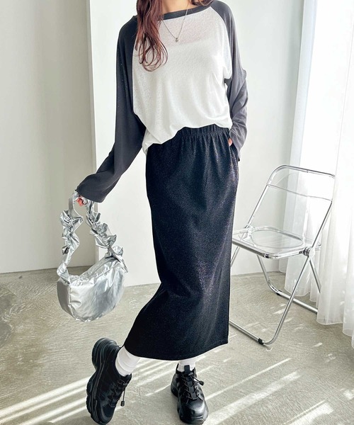ロング スカート 「FIRSTMOODコラボ」すっきり見え！ラメタイトロングスカート | FIRST MOOD | 07
