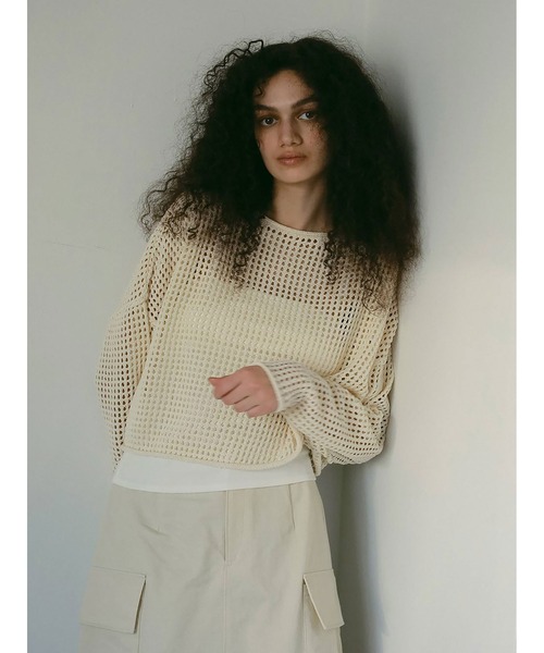HER. ニット セーター メッシュ編みプルオーバー レディース
