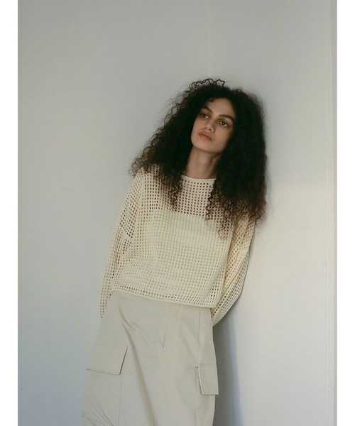 HER. ニット セーター メッシュ編みプルオーバー レディース