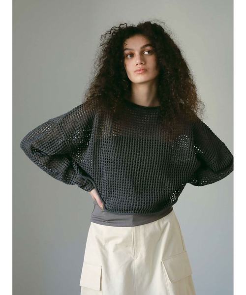 HER. ニット セーター メッシュ編みプルオーバー レディース