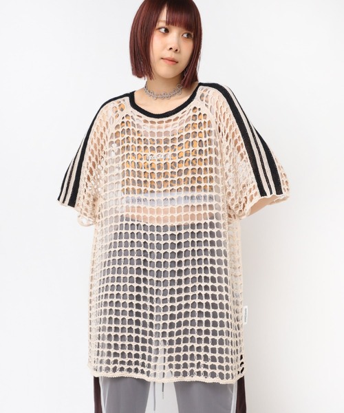 tシャツ K2719 ラインメッシュプルオーバー レディース