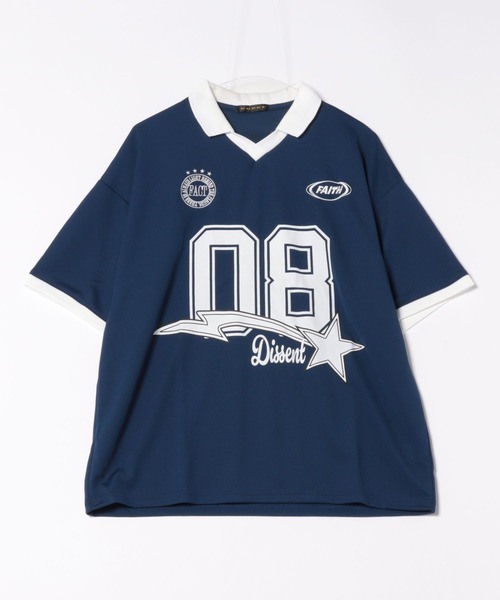 tシャツ 「襟付き×ビッグナンバリング」レディース 半袖Tシャツ