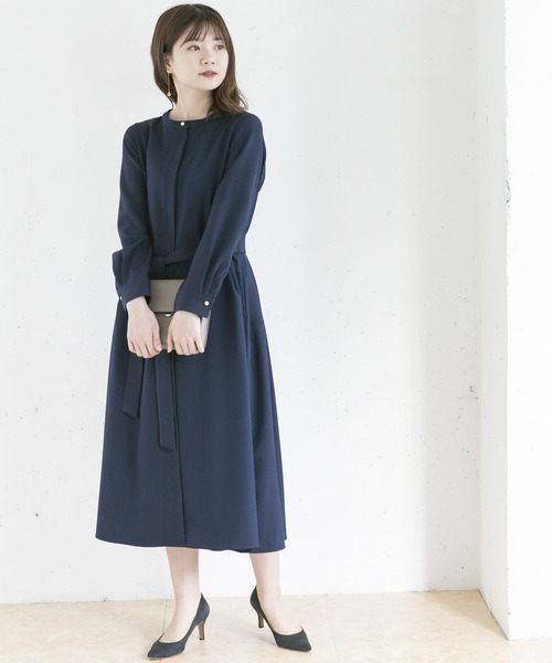 URBAN RESEARCH ROSSO WOMEN」 長袖ワンピース FREE ネイビー