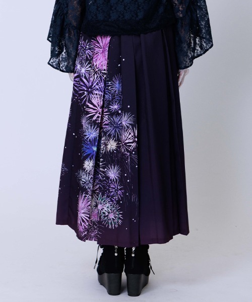 axes femme 花火柄タックスカート パープル 花火柄タックスカート | axes femme | axes femme online shop