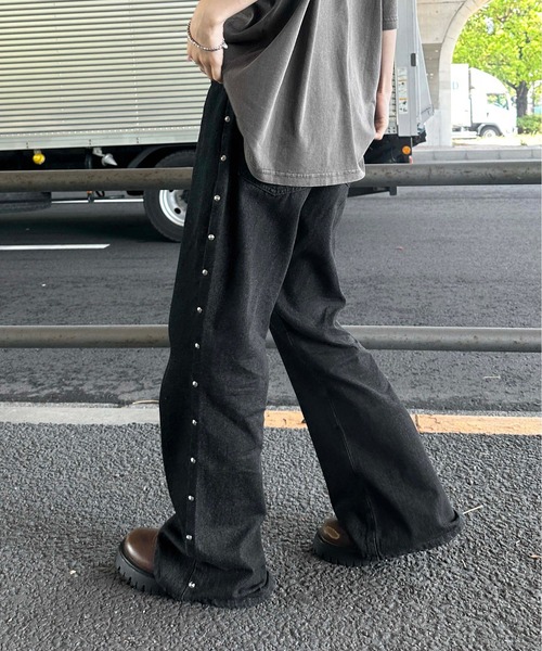 「sedacle」 加工ブーツカットデニムパンツ MEDIUM ダークインディゴブルー メンズ