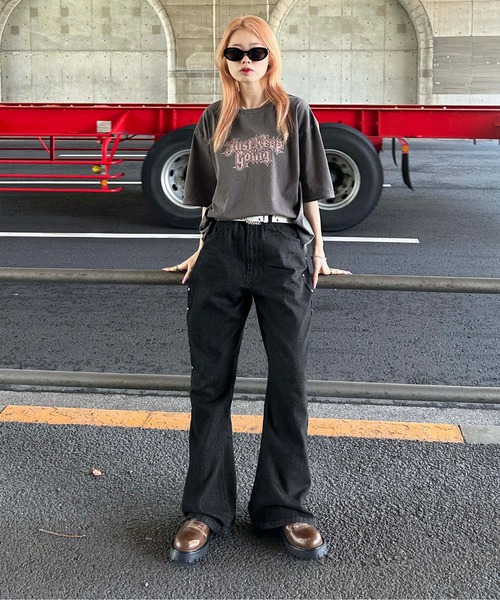 「sedacle」 加工ブーツカットデニムパンツ MEDIUM ダークインディゴブルー メンズ