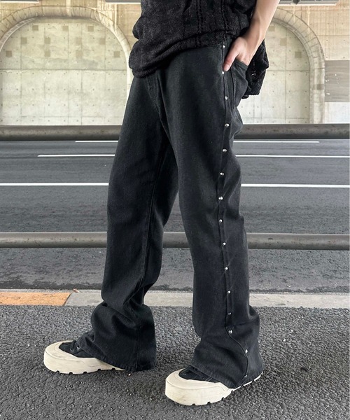 「sedacle」 加工ブーツカットデニムパンツ MEDIUM ダークインディゴブルー メンズ
