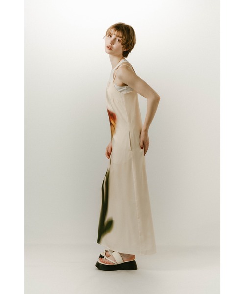 【KnuthMarf】flower print satin dress flower print satin dress/yellow | KNUTH MARF