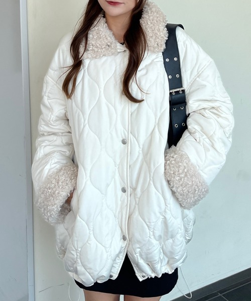 GeeRA（ジーラ） ブルゾン アウター 衿ボアキルティングミドル丈