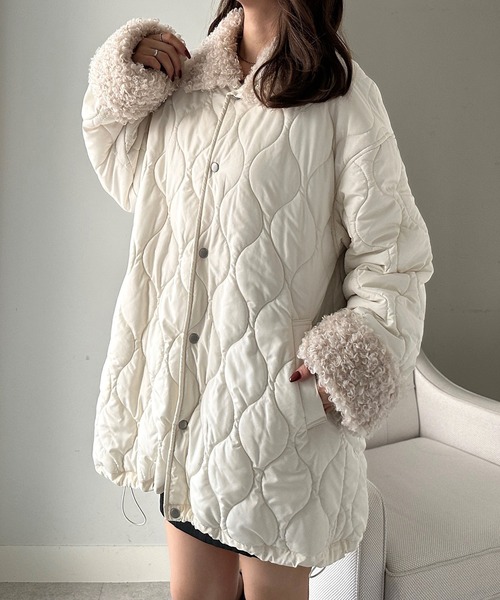 GeeRA（ジーラ） ブルゾン アウター 衿ボアキルティングミドル丈