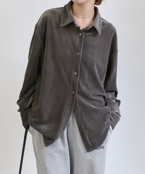 select MOCA（セレクトモカ） ブラウス シャツ カットベロアシャツ