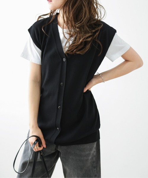 「La-gemme」 ニットベスト フリー ブラック レディース_画像6