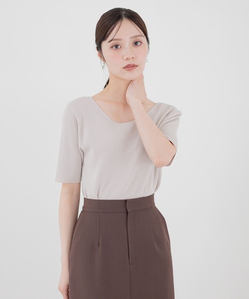 Andemiu ニット セーター 「リブシリーズ」2WAYリブプルオーバー