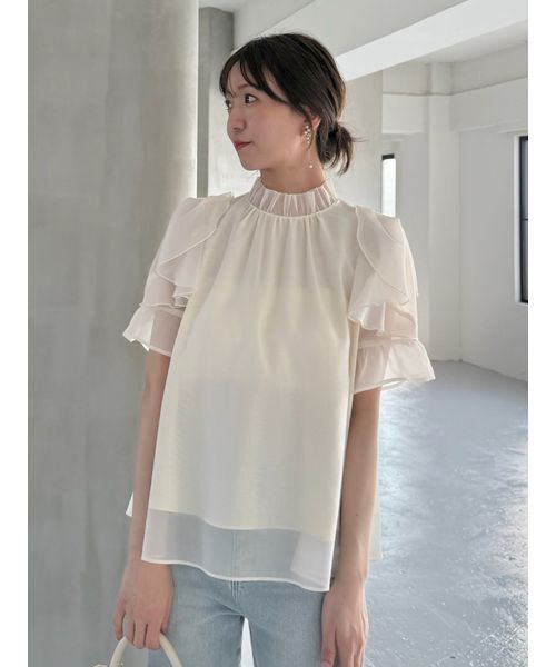 SNIDEL - snidel オーガンジーシースルーブラウス　新品 SNIDEL ブラウス シャツ Sustainableオーガンシースルーブラウス