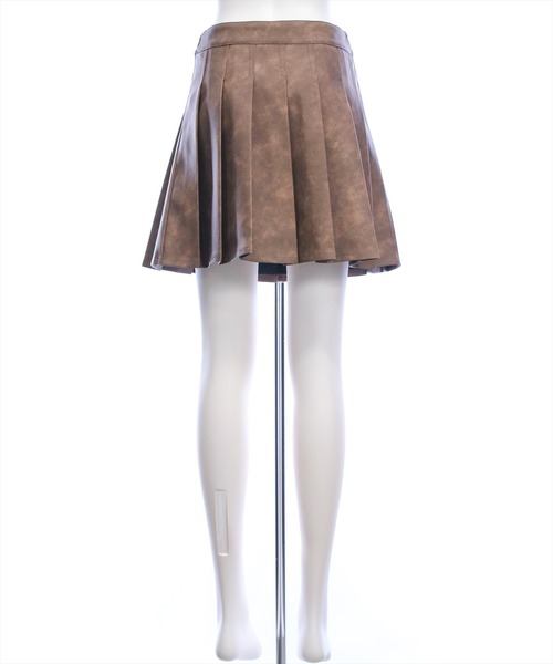 clear スカート アンティークレザープリーツミニスカート(セット可