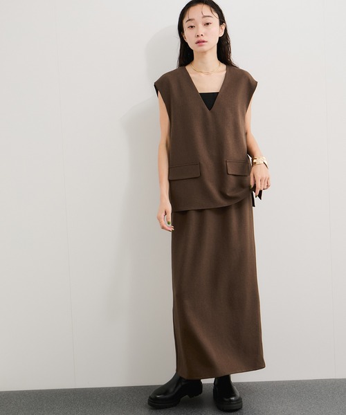 美品　LEONARD ジョーゼット LE CERCLE par rope' ワンピース ウーリッシュジョーゼットレイヤード