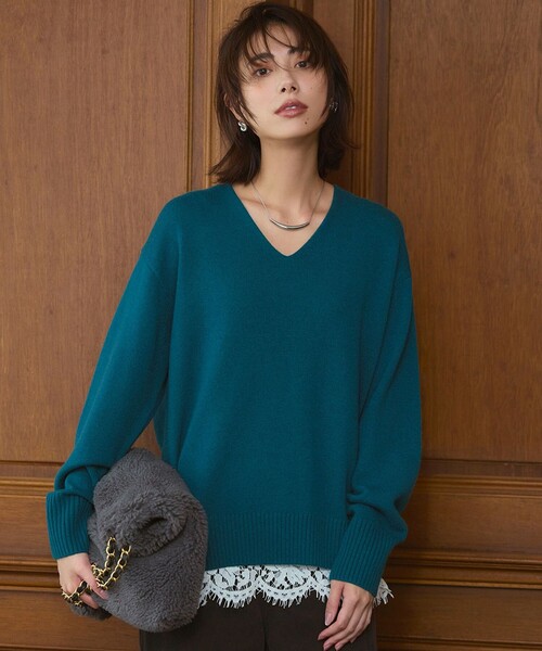 ニット セーター カシミヤブレンド Vネック レディース : ZOZOTOWN