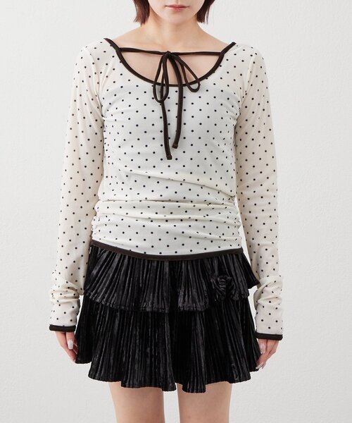 M-LINE tシャツ 「mline」チョーカーベロアトップス レディース