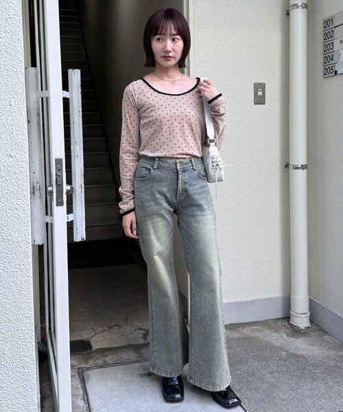 M-LINE tシャツ 「mline」チョーカーベロアトップス レディース