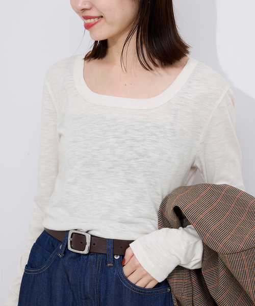 SLOBE IENA（スローブイエナ） tシャツ TCスラブワイドネックロンTEE