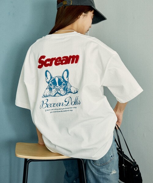 「PUBLUX」 半袖Tシャツ MEDIUM オフホワイト レディース_画像4