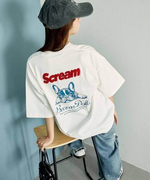 「PUBLUX」 半袖Tシャツ MEDIUM オフホワイト レディース_画像5