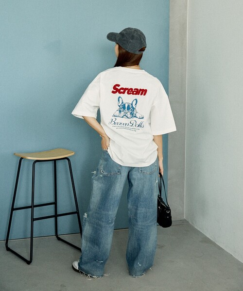 「PUBLUX」 半袖Tシャツ MEDIUM オフホワイト レディース_画像7