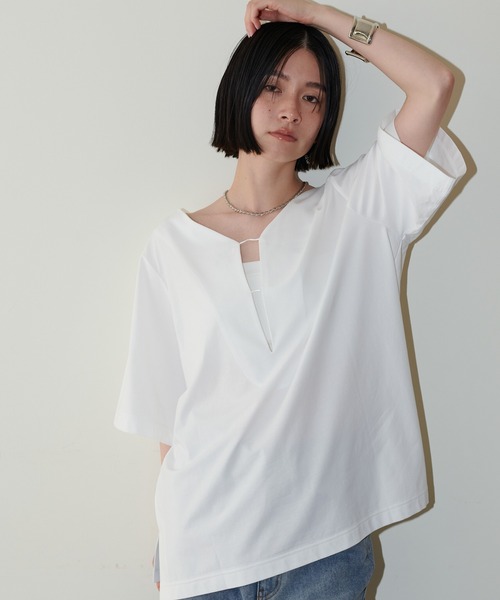 「LARUTA」 半袖カットソー FREE オフホワイト レディース_画像9