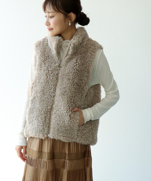 Jines（ジネス） コート アウター ミミクリーシープ ファー ハイネック