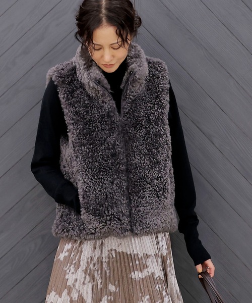 Jines（ジネス） コート アウター ミミクリーシープ ファー ハイネック