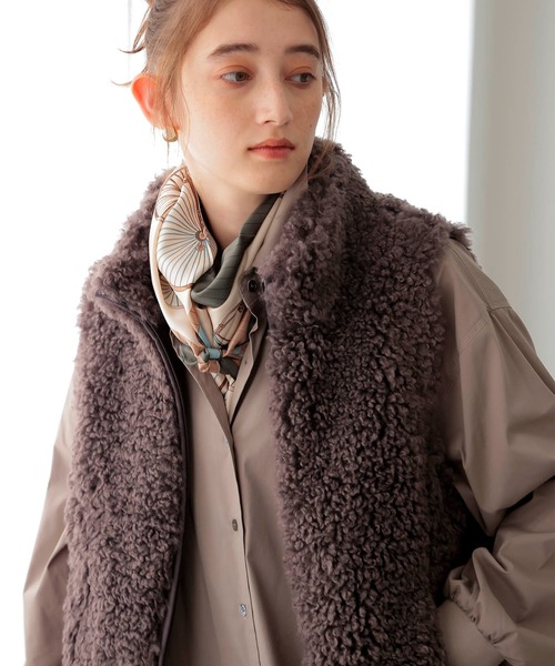 Jines（ジネス） コート アウター ミミクリーシープ ファー ハイネック