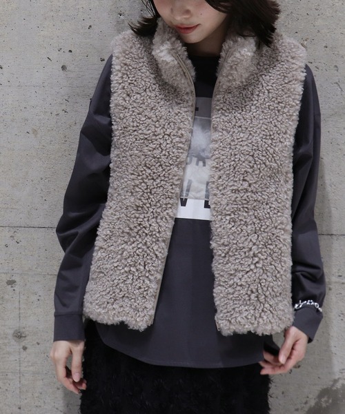 Jines（ジネス） コート アウター ミミクリーシープ ファー ハイネック