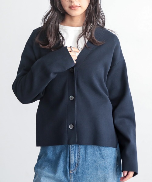 SWAN ワイドネックカーディガン スウェットライクニットカーディガン[品番：COEW0004629]｜coen【women